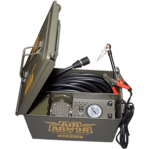 Air Armor M240 12 Volt, Military Inspired Portable 12v Air Compressor Care and Repair Kit Packed in A Sturdy Ammo Can. Perfect for Jeep