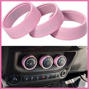 Danti 3pcs Audio Air Conditioning Button Cover Decoration Twist Switch Ring Trim for Jeep Wrangler JK JKU Patriot Liberty