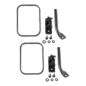Rugged Ridge 11025.18 Quick Release Mirror, Rectangular Pair, Textured Black; for 1997-2018 Jeep Wrangler TJ & JK