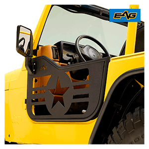 EAG Military Star 2 Tubular Door with Side View Mirror Fit for 97-06 Wrangler TJ