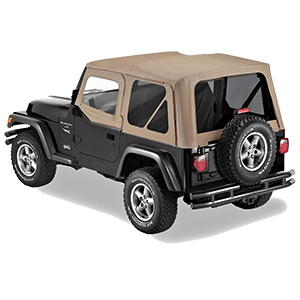 Pavement Ends by Bestop 51197-33 Dark Tan Replay Replacement Soft Top Tinted Back Windows w/Upper Door Skins for 1997-2006 Jeep Wrangler