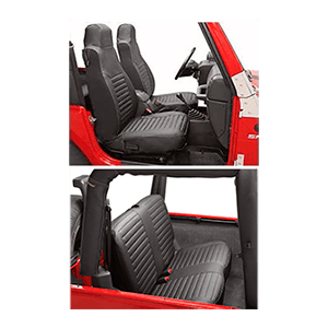 Bestop 2922615 Black Denim Seat Covers for Front High-Back Seats - Jeep 1997-2002 Wrangler; Sold as Pair; Fit Factory Seats