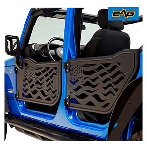 EAG US Flag 4 Tubular Door with Reflection Mirror Fit for 07-18 Wrangler JK 4 Door Only