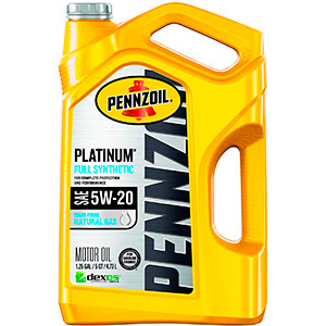 Pennzoil Platinum Full Synthetic Motor Oil (SN) 5W-20, 5 Quart