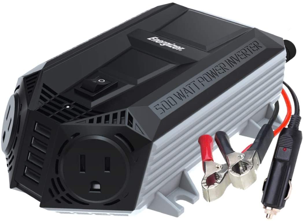 Energizer 500 Watts Power Inverter w/ 48 Watts USB Ports, Modified Sine Wave Car Inverter, DC to AC Converter with Dual 110 Volts AC Outlets and 4 USB Ports 2.4A ea