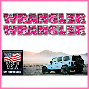 Vinyl Hood Decal Sticker Set - Fitment: Wrangler - Pink Camo - 2 Piece Set