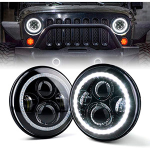 LED Halo Headlights for Jeep Wrangler JK TJ LJ 1997 - 2018(DOT Approved),CREE LED Chip, 90W 9600 Lumens