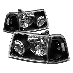4Pcs Black Housing Headlights Clear Corner Turn Signal Light Lamps Kit Compatible with Ford Ranger 01-11
